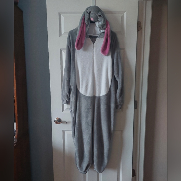 Adult Onesie Gray Rabbit Pajama Costume Size M - Picture 1 of 6